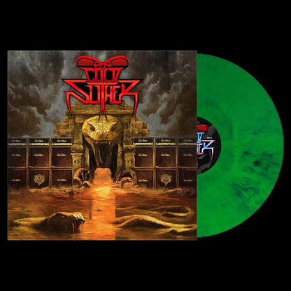 Cold Slither – album cover and Dreadnok Swamp green marble vinyl