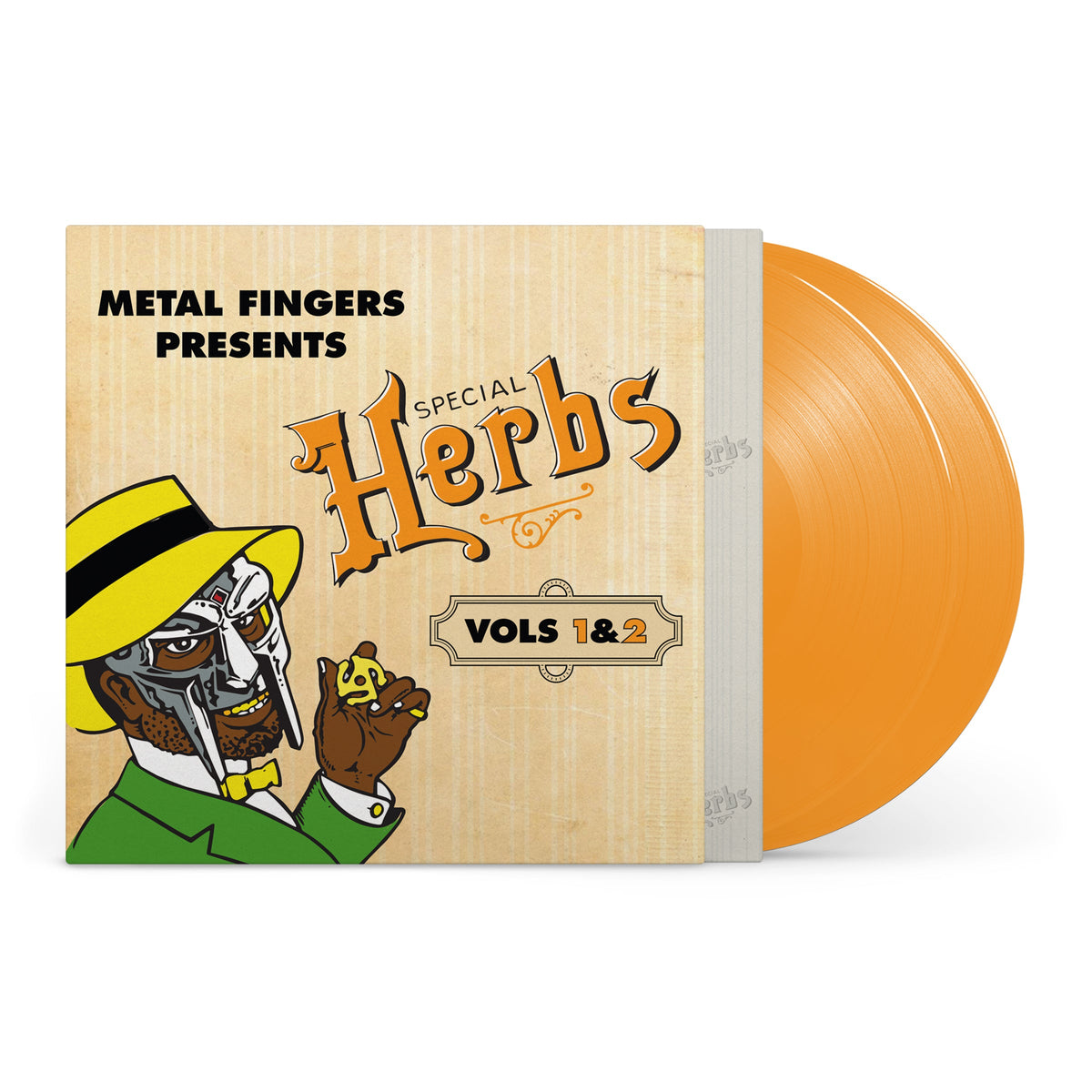 MF DOOM - Special Herbs Volumes 1 & 2 [Mustard Yellow 2LP Vinyl] cover and record