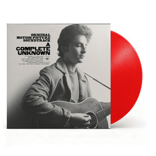 Various Artists — A Complete Unknown (Original Motion Picture Soundtrack) [Opaque Red Vinyl]; cover artwork and edition packaging