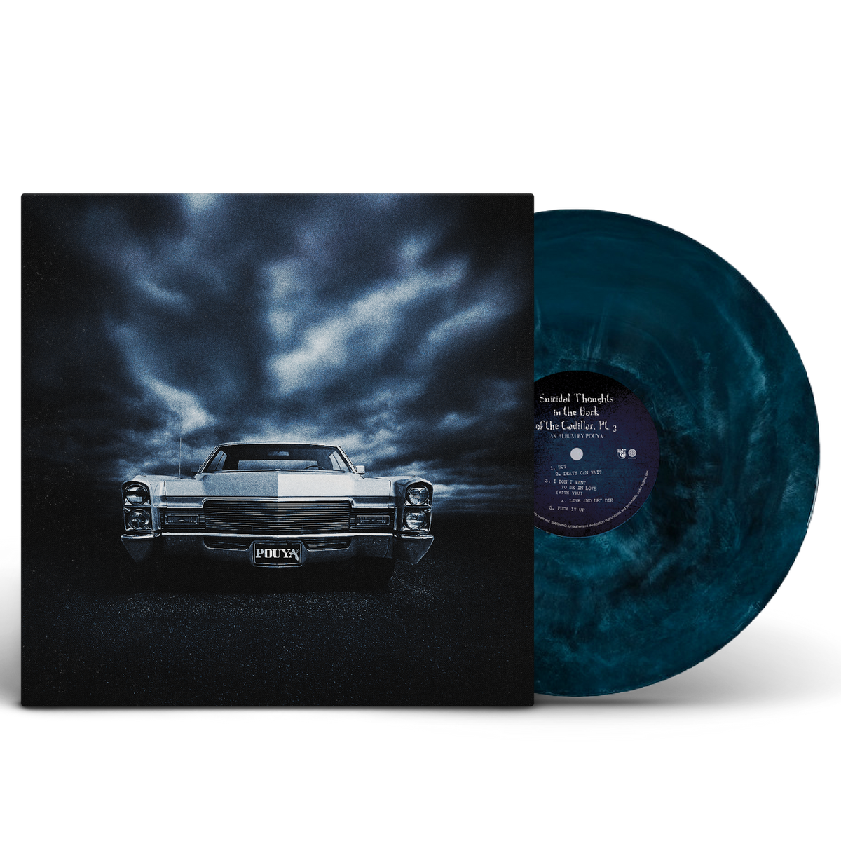 Pouya — Suicidal Thoughts in the Back of the Cadillac, Pt. 3 [Dark Blue Marbled Vinyl] — cover artwork