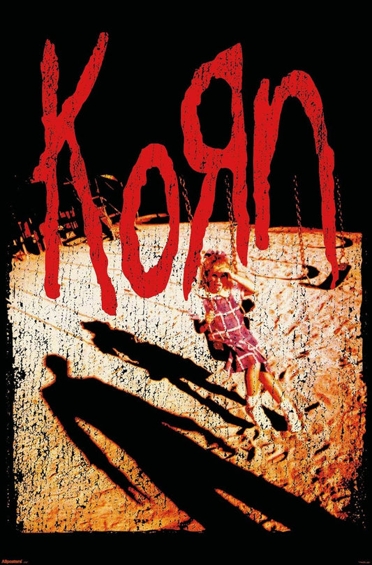 Korn poster featuring the Korn logo over a dark, earth-toned shadow scene