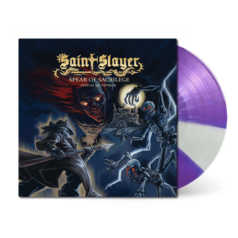 Josh Davis – Saint Slayer: Spear Of Sacrilege (Soundtrack) [White & Purple Splatter Vinyl LP] release artwork