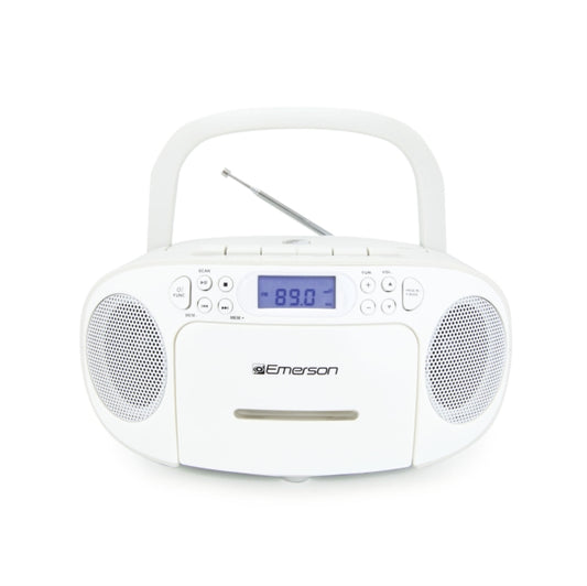 Emerson EPB-3003 portable CD cassette boombox, white