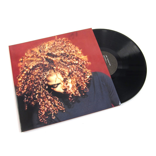 Janet Jackson – The Velvet Rope sleeve and black double vinyl; promotional poster not pictured