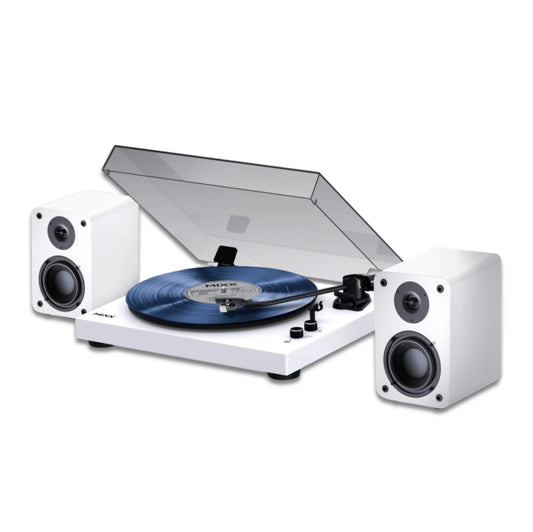 Mixx Analog System 5 turntable and wireless speakers, white