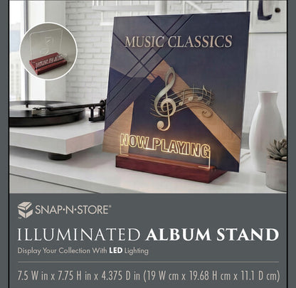 Now Playing vinyl album stand acrylic and wood detail